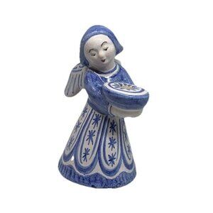 L HJORTH Bornholm Vintage 4” Denmark Art Pottery Angel Candle Holder